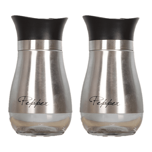 Juego de salero y pimentero, salero y pimentero con fondo de vidrio con tapa de acero inoxidable para cocinar en la cocina Zhivalor Utensilios de Cocina