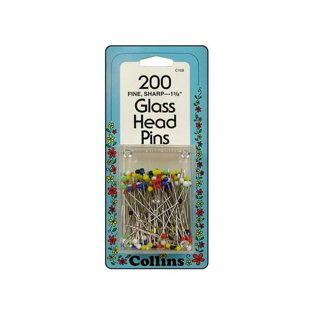 Collins Glass Head Pins 1 3/8" Assorted 200pc