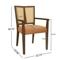 thumbnail image 3 of OUFAN Rattan Dining Chair With Arms, Farmhouse Side Chair with Upholstered, Kitchen Chairs with Vintage Rattan Backrest, Side Chair for Dining Room, Orange + Brown, 3 of 9