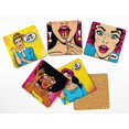 thumbnail image 2 of Inkdotpot Set of 6 Drink Coasters Decorative Non Slip Cork Base 4-inch Square Printed Coasters Easy Clean- Pop Art, 2 of 8
