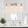 thumbnail image 5 of 4-Light Bathroom Light Fixtures, Brushed Nickel Vanity Lights with Clear Glass Shades, Modern Bathroom Wall Lamp for Mirror Living Room Cabinet Bedroom Porch, 5 of 14