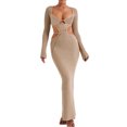 thumbnail image 2 of Vestido transparente de punto para mujer, vestido elegante y ajustado, vestido de fiesta de noche elegante, 2 of 6