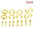 thumbnail image 1 of 16PCS/Set Stainless Steel Spiral Belly Tongue Bar Ring Eyebrow Piercing Jewelry, 1 of 8
