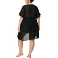 thumbnail image 3 of Agnes Orinda Women's Plus Size Vacation Soft Relaxed Fit Short Sleeve Summer Sheer Sweater Cardigans 1X Black, 3 of 7