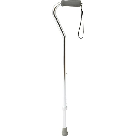 Medline Aluminum Chrome Offset Walking Cane Adjusts 29 -38 300 lbs. Capacity
