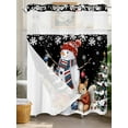 thumbnail image 3 of Christmas Squirrel Cat Xmas Tree Snowman on Black No Hooks Shower Curtain with Snap in Fabric Liner Set, Winter Snow Quotes Waterproof Shower Curtains with See Through Top Window, 72x72 Inch, 3 of 6