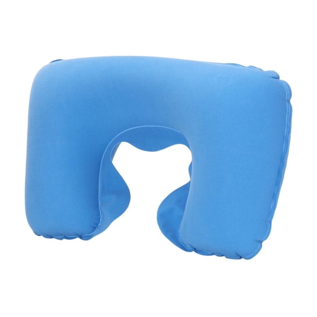 Wdhugt Comfortable Travel Neck Pillow Pvc Flocked U-Shaped Inflatable Cushion For Aviation Outdoor Home Use Portable Cervical Support Pillow Sky Blue Color Sky Blue