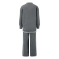 thumbnail image 5 of AOMPMSDX Women Autumn And Winter Fashion Temperament Loose Casual Wide Leg Pants Knitted Sweater Two Piece Suit Grey L, 5 of 6