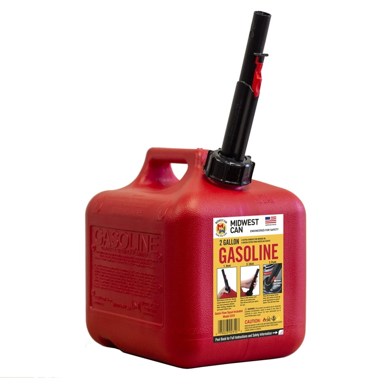 4 pack) Midwest Can Auto Shut off Gasoline Can, 2 Gallon, 8 oz