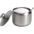 thumbnail image 2 of Stainless Steel Sugar Bowl, with Lid and Spoon, Silver, Round, Geometric Pattern, Durable, Rust Resistant, Dishwasher Safe, Home and Kitchen Storage, 2 of 5