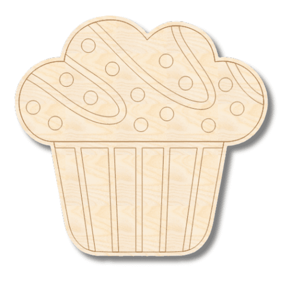 Unfinished Wood Etched Muffin Shape | Paint By Line Crafts 14" / 1/4"