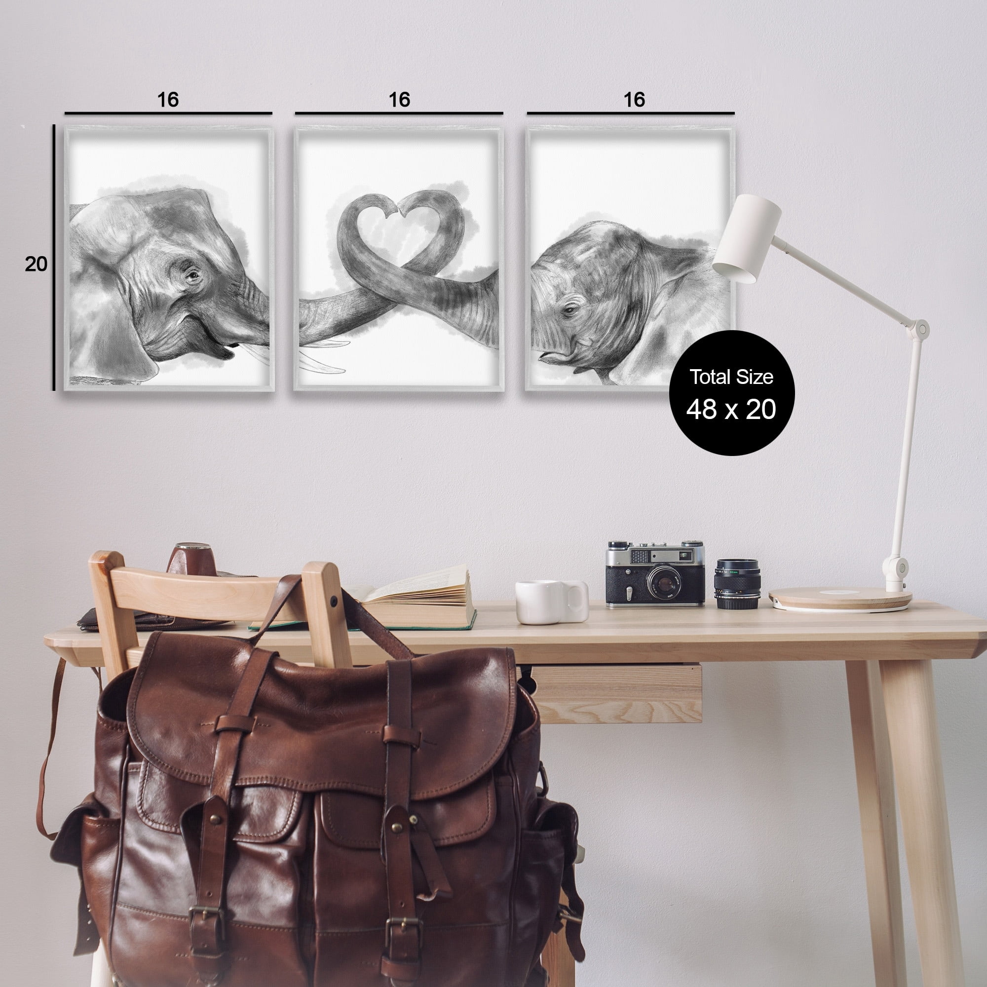 Stupell Industries Elephant Trunk Heart Jungle Animal Illustration Designed by Daphne Polselli