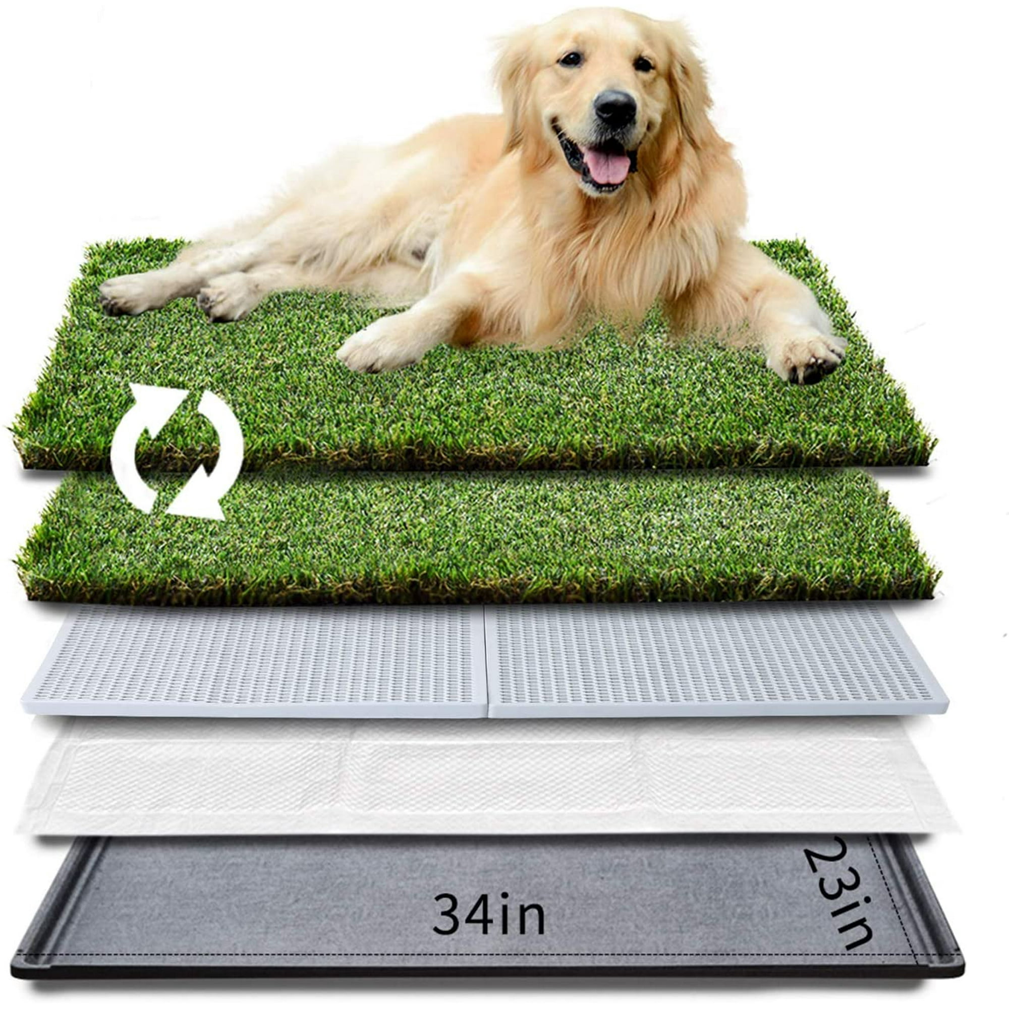 HQ4us Dog Grass pad with Tray Large Dog Litter Box Toilet 34 23 2 Artificial Grass for Dogs Pee pad Realistic Bite Resistance Turf Less Stink Potty for Balcony Walmart