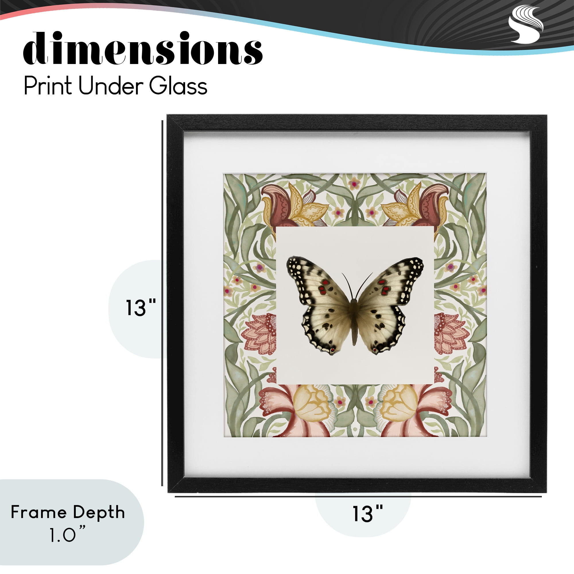 Stupell Industries Warm Toned Baroque Butterfly Black Framed Print Under Glass, design by Elizabeth Medley