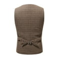 thumbnail image 4 of IROINNID Men's Sleeveless V-Neck Short Button Vest Solid Color Formal Lattice Single-breasted Pocket Slim Fit Vest Suit Business Waistcoat, 4 of 9