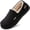 Black, variant on HomeTop Men's Classic Moccasin Slippers, All Season & Winter Warm Coral Fleece Lined Memory Foam Indoor Outdoor House Shoes