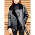 thumbnail image 3 of -abrigos gruesos de piel sintética para mujer, chaqueta de piel de oveja, prendas de vestir de aviador, Casaco femenino, Invierno, 3 of 5