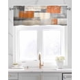 thumbnail image 2 of Burnt Orange Grey Kitchen Valances for Windows Farmhouse Linen Window Valance Curtain for Living Room Window Treatment Modern Abstract Oil Painting Valance Rod Pocket Topper Drape, 42 x 18 Inch, 2 of 6
