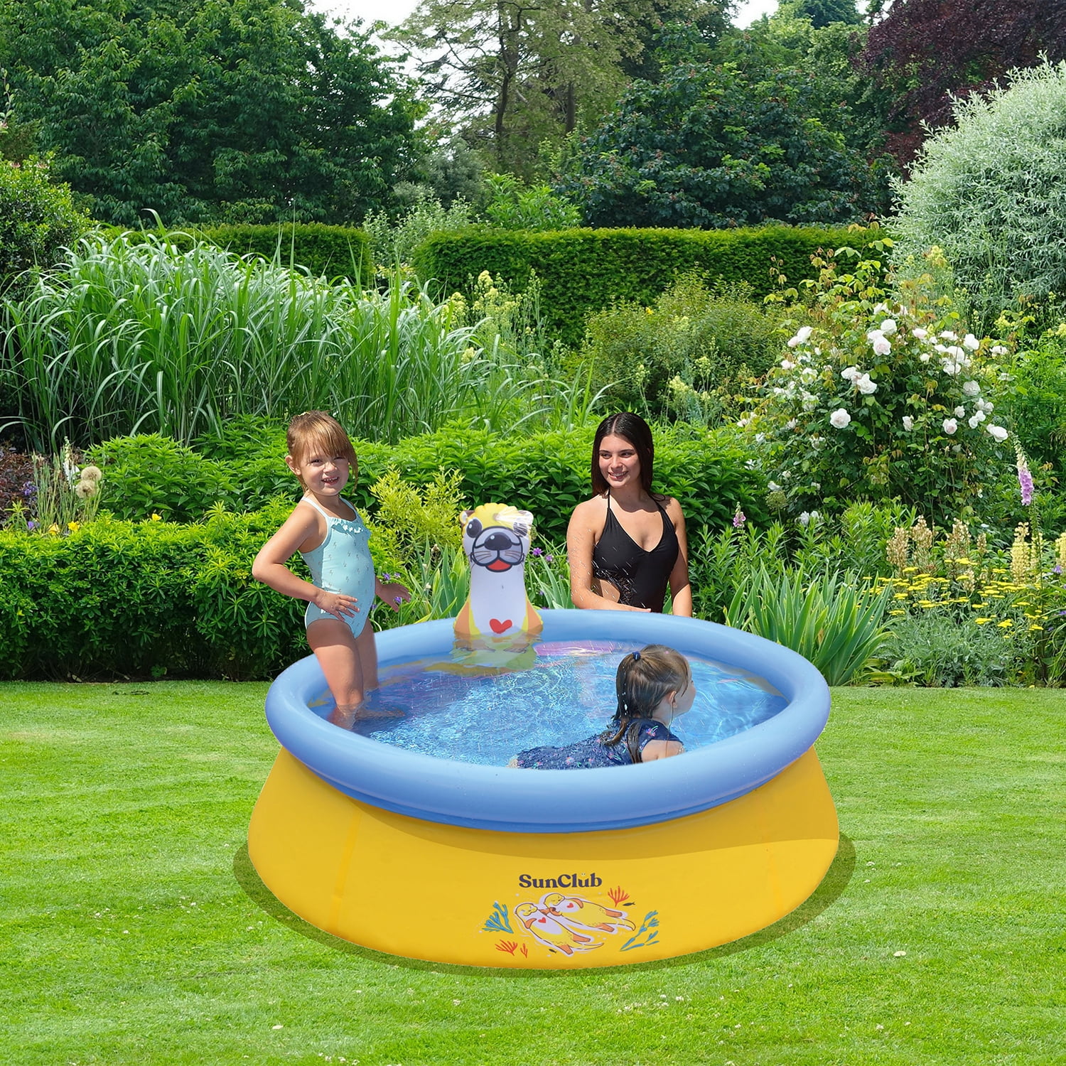 JLeisure Sea Otter 12011 5 Foot x 16.5 Inch Inflatable Outdoor Backyard Kids Swimming Pool