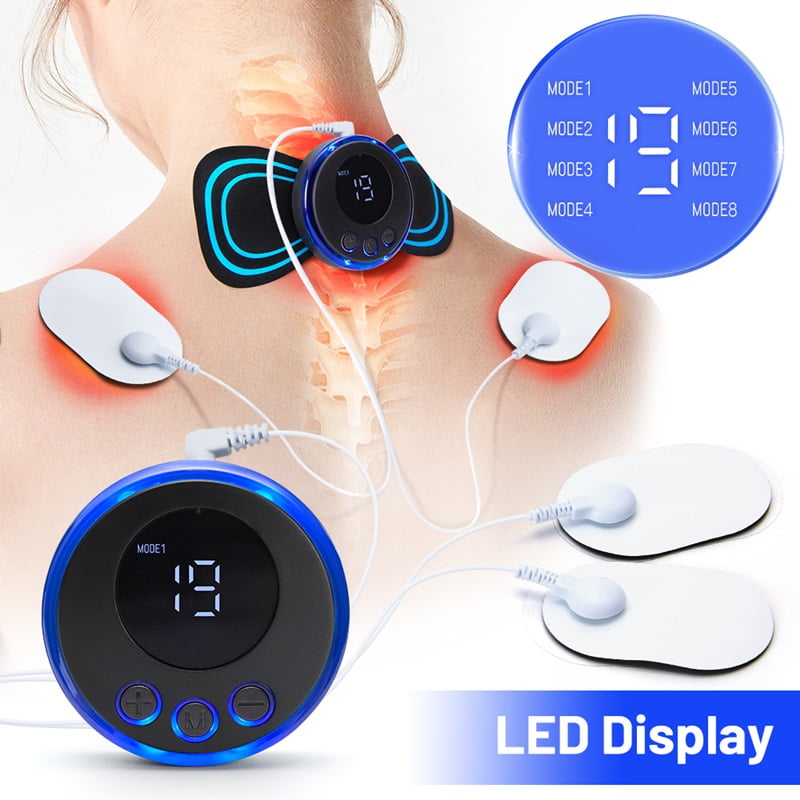 Mini Muscle Body Massager Host with 2 Replaceable Pads and 19 Speed 8 Modes for Pain Relief for Full Body and Relaxation of Arm, Leg Shoulder, Waist