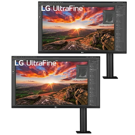 LG 32UN880-B 32 Inch UltraFine Display Ergo 4K HDR10 Monitor 2 Pack