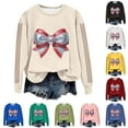 thumbnail image 5 of GEWSEY Game Day Sweatshirt Women Bow Graphic Crewneck Gameday Football Season Shirts Team Fan Long Sleeve Pullover Tops (Light Green, L), 5 of 9