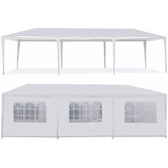 Heavy Duty Canopy Event Tent-10'x30' Outdoor White Gazebo Party Wedding Tent, Sturdy Steel Frame Shelter w/8 Removable Sidewalls Waterproof Sun Snow Rain Shelter Tent (10' x 30' with 8 sidewalls)