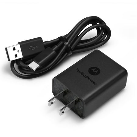 Motorola USB Travel Charger Adapter with Type-C USB Cable OEM SPN5970A, Black