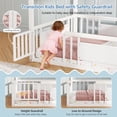 thumbnail image 4 of Mabor Twin Montessori Floor Bed with Storage Bookshelf and Guardrails, House-Shaped Metal Platform Bed Frame with Globe String Lightsand Wood Slats, White, 4 of 10