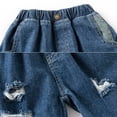 thumbnail image 4 of SonxaHe Little Boys' Denim Shorts Elastic Waist Loose Cargo Shorts with Pockets Kids Stylish Cozy Retro Jeans Blue,Size 7-8 Y, 4 of 4