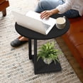 thumbnail image 5 of Small Side Table End Table - C-Shaped Wood Coffee Table TV Tray for Eating Couch Tables for Small Space, Living Room, (Black), 5 of 7
