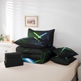 thumbnail image 6 of jejeloiu Neon Glowling Lightsaber 7-Piece Twin Bedding Sets,Abstract Geometric Honeycomb Bedding Comforter Set,Green Blue Hexagon Sheet Sets For Kids,Luxury Bedroom Decor Reversible, 6 of 8