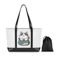 thumbnail image 7 of FORMRS Canvas Laptop Tote Bag for Women with 15.6" Computer Compartments Shoulder Handbag, Blue Cute Cat, 7 of 7