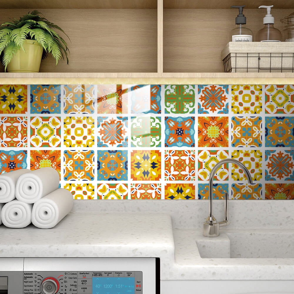 10Pcs Tiles Stickers Wall Stickers Kitchen Bathroom Art Decor,Moroccan Style 
