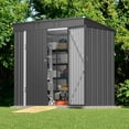 thumbnail image 5 of 6' x 4' Outdoor Storage Shed with Lockable Doors, Aiho Metal Garden Shed, Sheds & Outdoor Storage for Backyard, Garden & Patio Organization - Dark Gray, 5 of 10