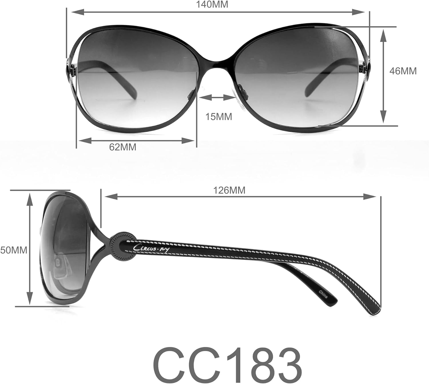 Circus NY by Sam Edelman Women's CC183 Metal UV400 Protective Rectangular Fashion Sunglasses, 62mm
