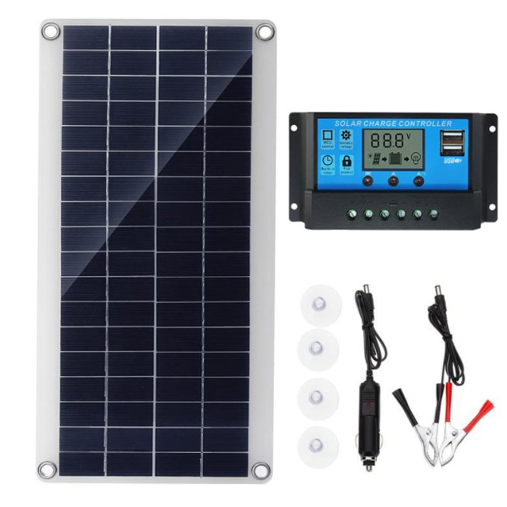 10W Mono Solar Panel Battery Charger w/ Controller For Car Motorhome Boats Roof 