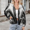 thumbnail image 3 of Jackets for Women Winter Coat Jackets Flannel Stand Collar Jacket(Palm Leaf Silhouette Art,Size:S-4XL), 3 of 7