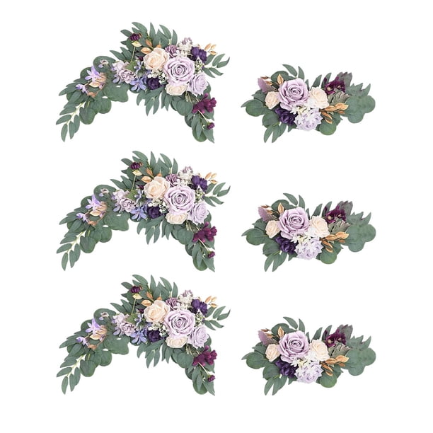 Guirnalda artificial con arco de boda decorativo hecho a mano, corona de rosas para cenador 3 Azul Blanco