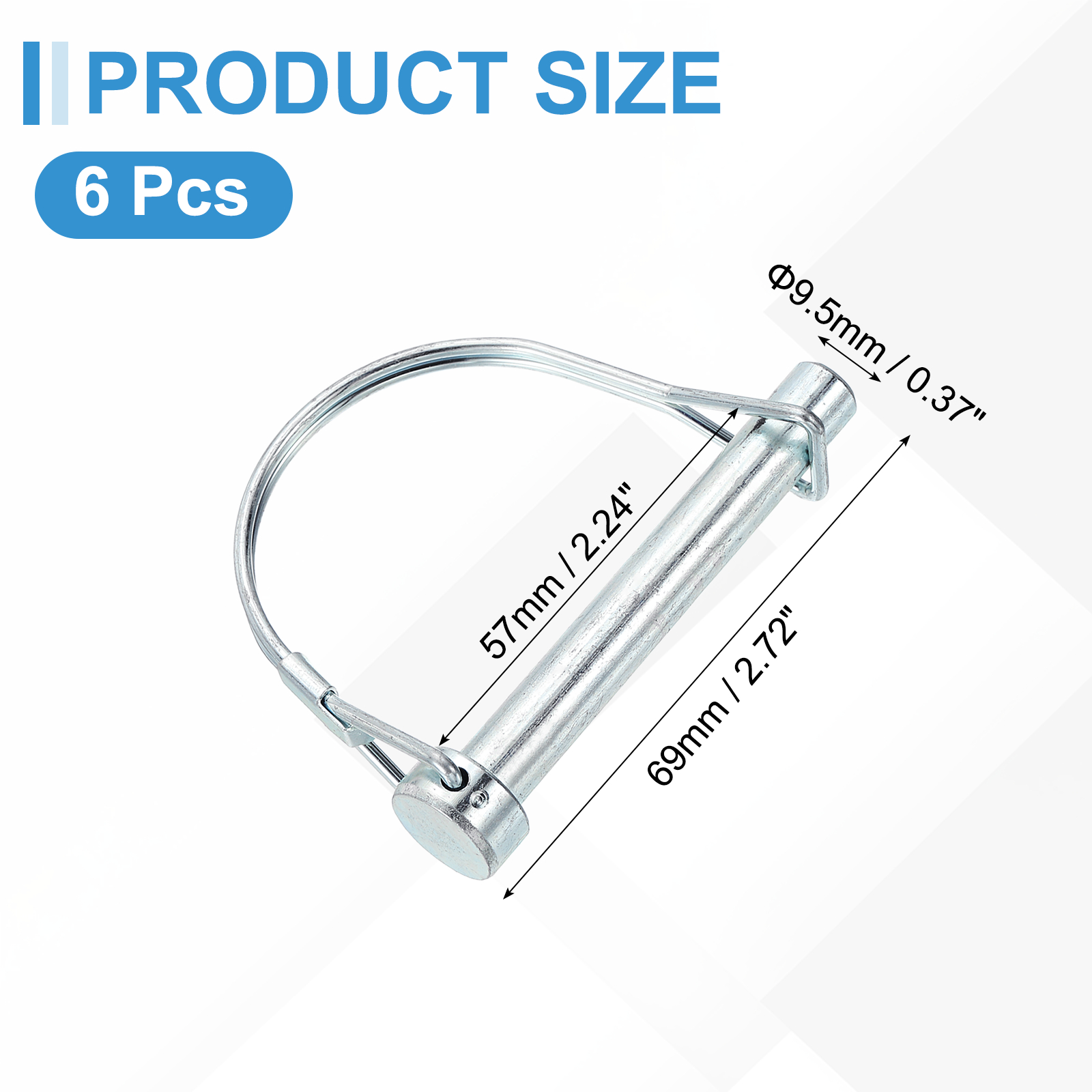 Uxcell 6 Pcs Trailer Coupler Pins, 3/8" x 2.7" Half Round Safety Wire Lock Hitch Pin