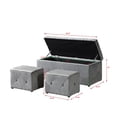 thumbnail image 3 of 39-inch Wide Rectangle Lift Top Storage Ottoman with 2pcs Small Ottomans, Velvet Upholstered Gray Tufted Footrest Stool, Entryway Shoe Bench Bedend Bench Coffee Table for the Living Room, 3 of 10