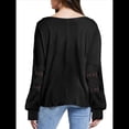 thumbnail image 3 of Blusas de Mujer con Cuello en V, Larga, Encaje, Elegantes, Informales, Modernas, de Gran Tamaño. Negro M, 3 of 7