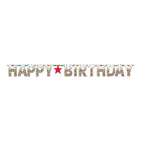Rainbow Confetti Happy Birthday Unisex 11 Foot Party Banner