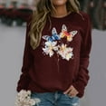 thumbnail image 2 of Puliio Women's Sweatshirts Colorful Butterfly Print Round Neck Raglan Casual Pullover Sweatshirt Long Sleeve Loose Fit Comfy Sweater Tops, 2 of 5