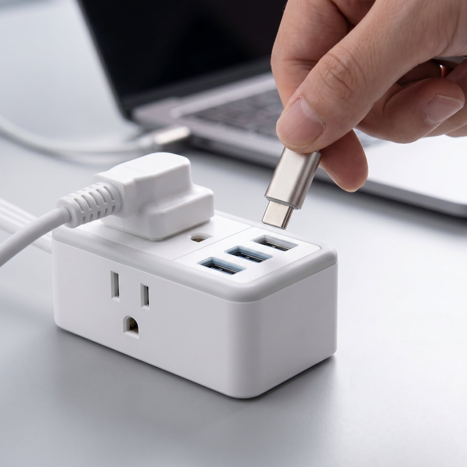 Split Extension Power Strip, Low Profile Flat Plug, 1 Pack with 6 Grounded Outlets and 6 USB Ports, Splitsided Overlong Extension for Home Office Dormitory Behind Furniture
