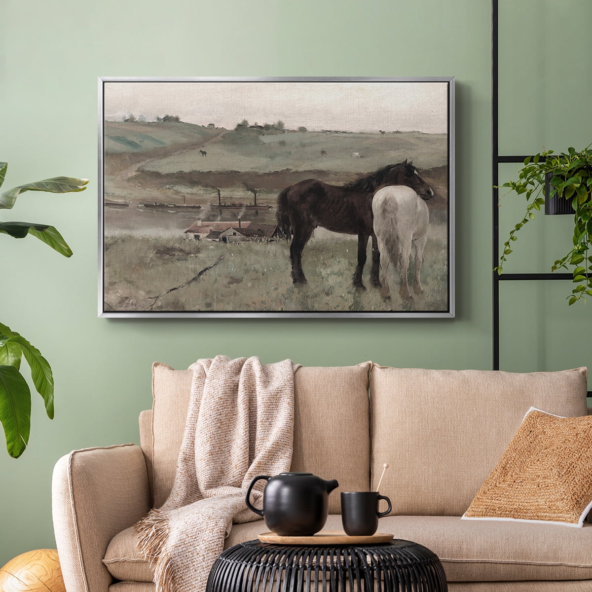 Vintage Animal Print-XV By Wexford Home Framed in Silver Wood Gallery Wrapped Canvas 25 in. x 37 in.