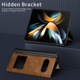 thumbnail image 6 of MonsDirect for 7.6 inch Samsung Galaxy Z Fold 3 5G 2021 Case, Nappa Leather with Flip Folding Magnetic Face Cover, Window Design with Hidden Kickstand Full Protective Case for Galaxy 3, Nappa Brown, 6 of 7