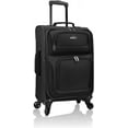 U.S. Traveler Rio Lightweight Suitcase, Large Retractable Carryon Luggage Set, Black, 4 Wheel