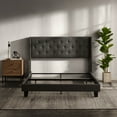 thumbnail image 3 of Lammaloe Full Size Platform Bed Frame with Wingback Diamond Upholstered Headboard, Grey, Full, 3 of 9