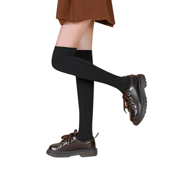PINQI Girls Over-the-Knee Socks Clearance Warm Ribbed Cotton Long Socks for Kids Cozy Autumn Winter Pile Socks Soft Stretchy Tall Socks for Stylish Girls Ages 4 to 12 Comfortable Fashion Stockings